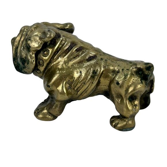 Vtg Solid Brass English Bulldog Gold Desk Paperweight/Figurine 4” statue heavy - Picture 3 of 8